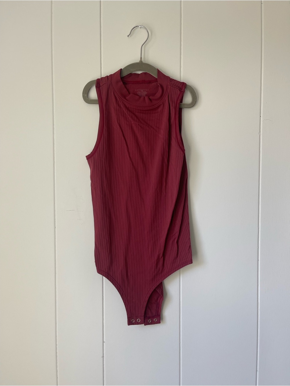 Anthropologie Sleeveless Ribbed One-Piece Bodysuit in Burgundy